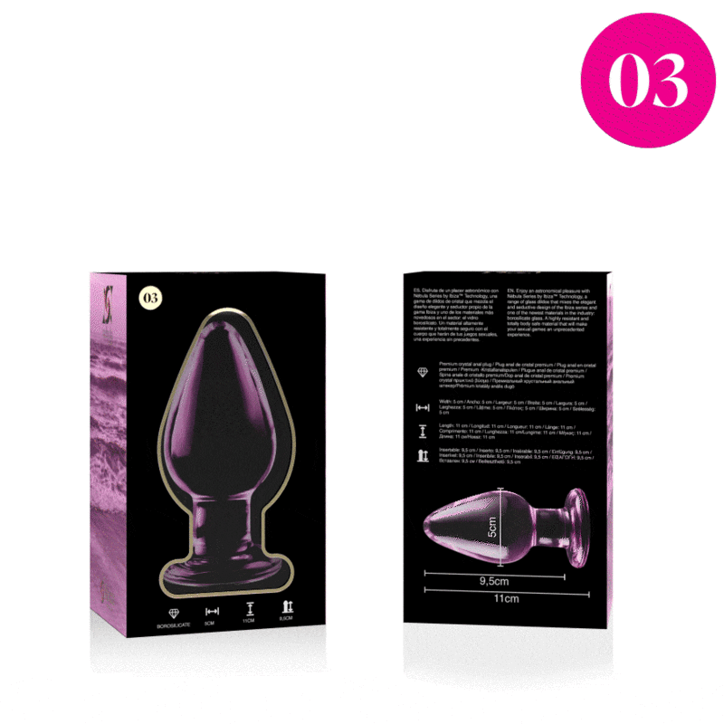Plug anal en verre borosilicate rose 11 cm — NEBULA SERIES BY IBIZA