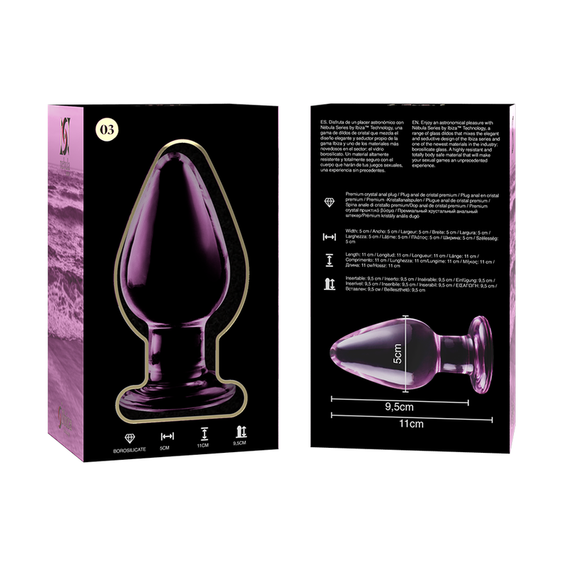 Plug anal en verre borosilicate rose 11 cm — NEBULA SERIES BY IBIZA