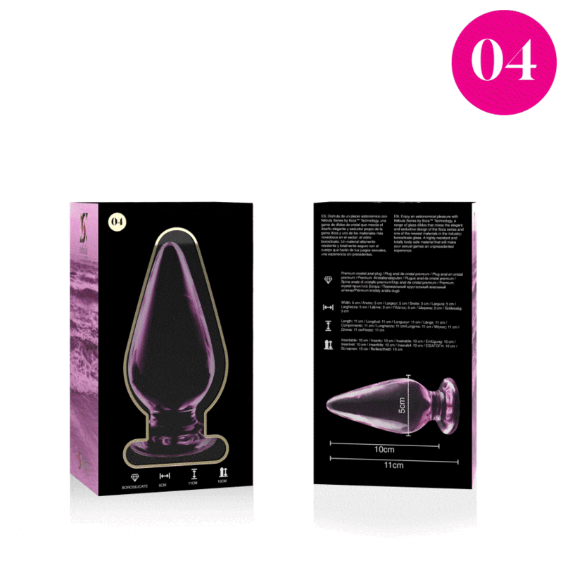 Rosa-Borosilikat-Glas Analplug 11 cm x 5 cm — NEBULA SERIES BY IBIZA