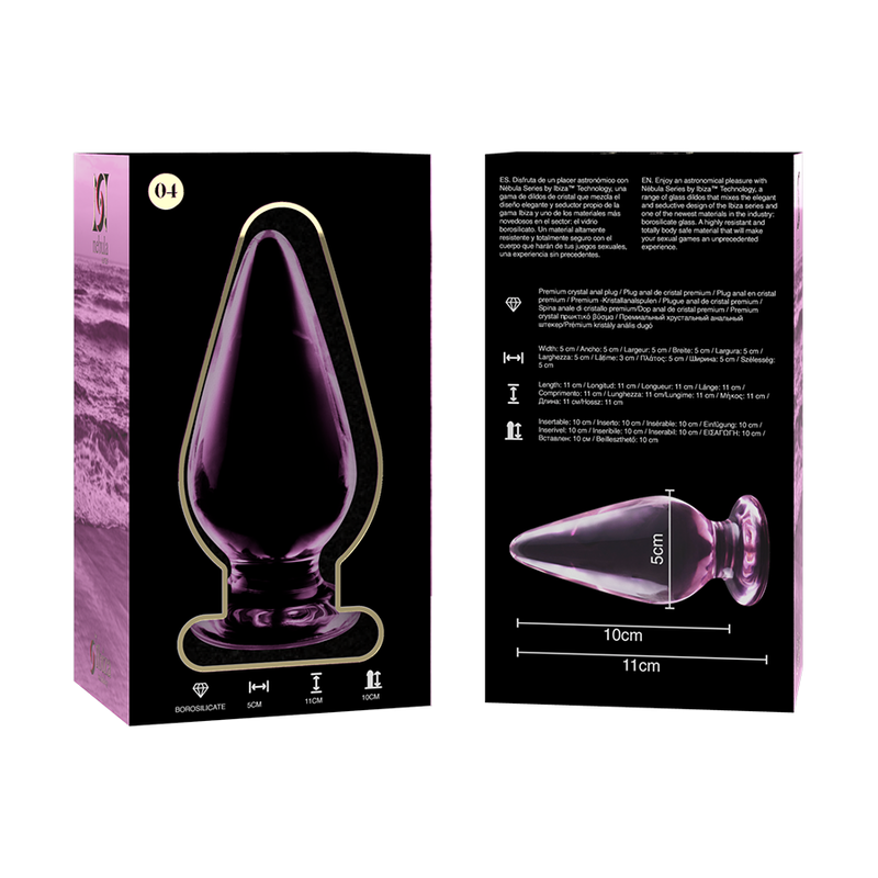 Rosa-Borosilikat-Glas Analplug 11 cm x 5 cm — NEBULA SERIES BY IBIZA