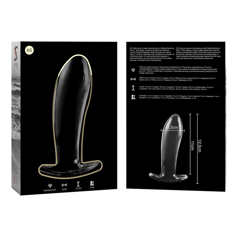 Plug anal en verre borosilicate clair modèle 5 — NEBULA SERIES BY IBIZA