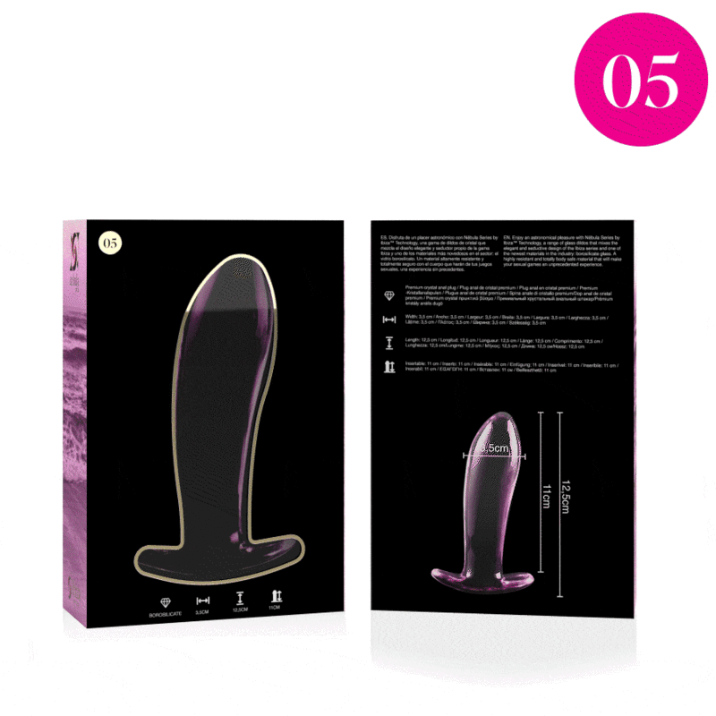 Plug anal em vidro borossilicato modelo 5 rosa 12,5 cm — SÉRIE NEBULOSA BY IBIZA
