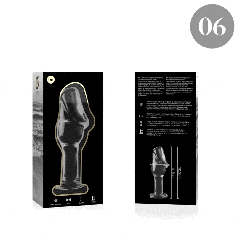 Plug anal en verre borosilicate transparent, modèle 6 (12,5 cm) — Nebula Series by Ibiza