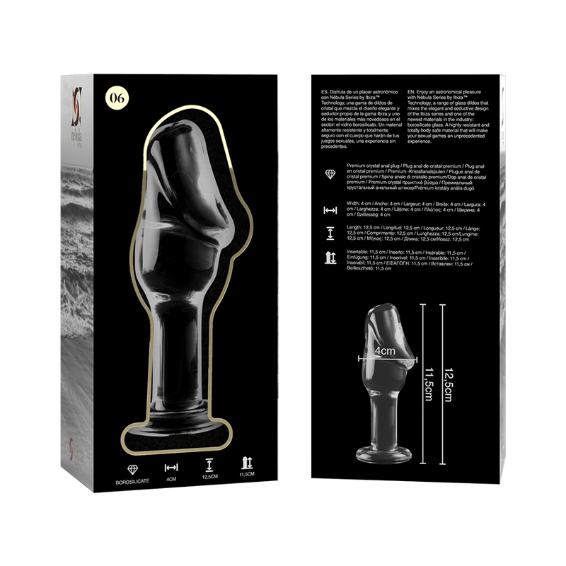 Plug anal en verre borosilicate transparent, modèle 6 (12,5 cm) — Nebula Series by Ibiza