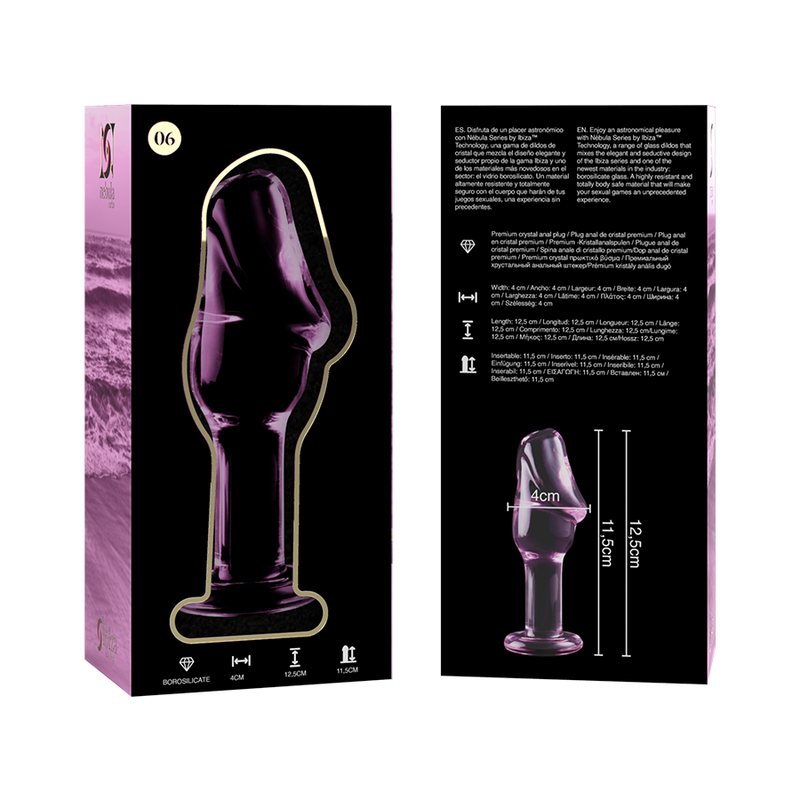 Plug anal en verre borosilicate rose 12,5 cm — NEBULA SERIES BY IBIZA