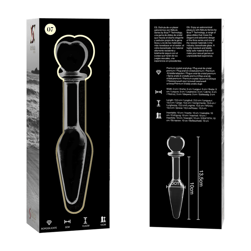 Plug anal en verre borosilicate clair 13.5 cm — NEBULA SERIES BY IBIZA