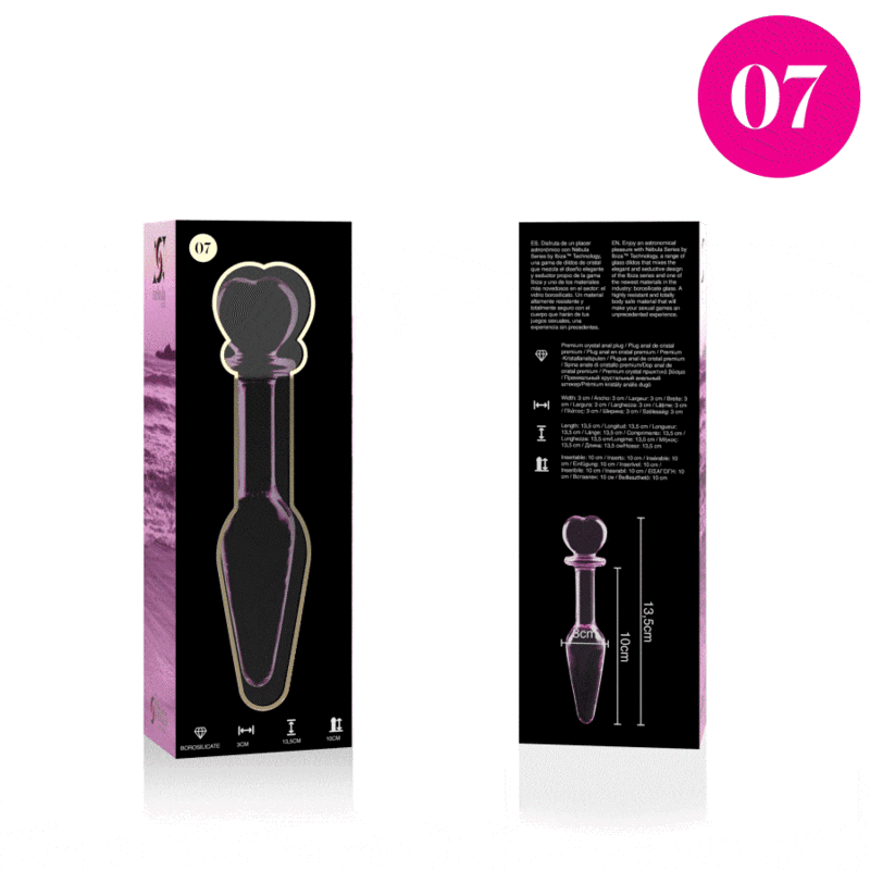 Tapón anal de vidrio borosilicato rosa 13.5 cm — Nebula Series by Ibiza