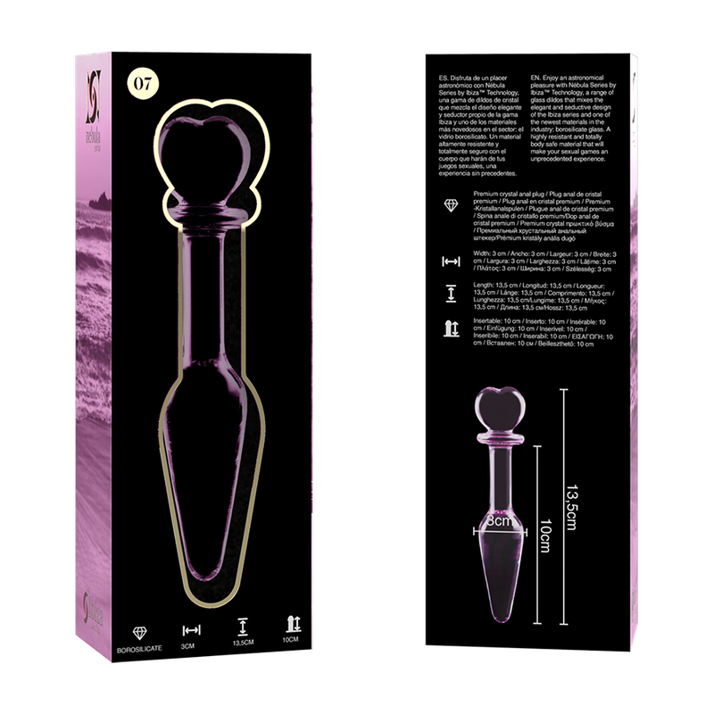 Tapón anal de vidrio borosilicato rosa 13.5 cm — Nebula Series by Ibiza