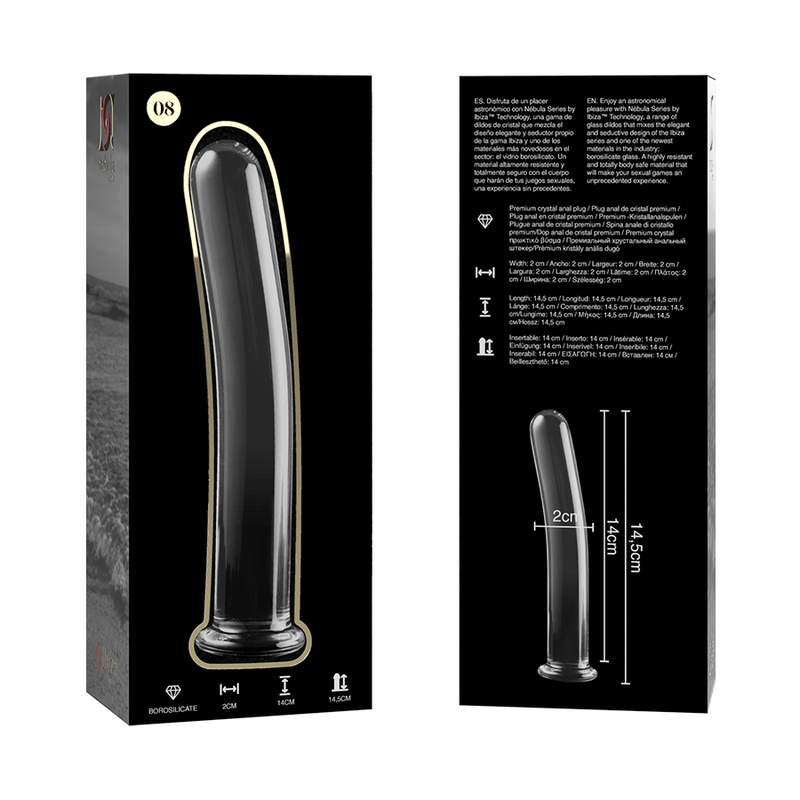 Plug anal en verre borosilicate clair 14,5 cm — NEBULA SERIES BY IBIZA