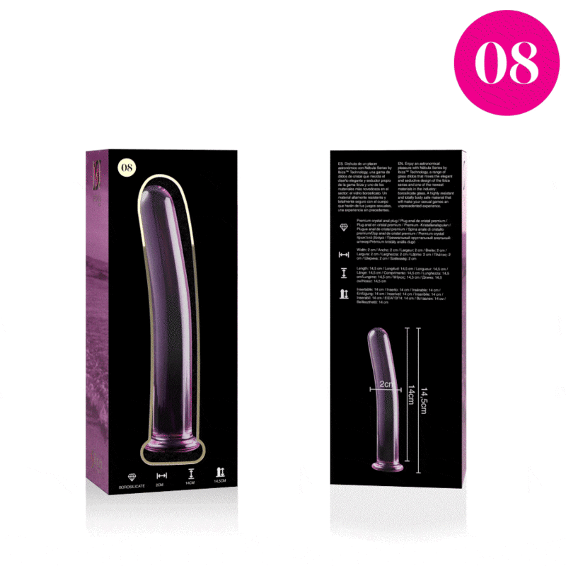 Gode anal en verre borosilicate rose 14,5 cm — NEBULA SERIES BY IBIZA