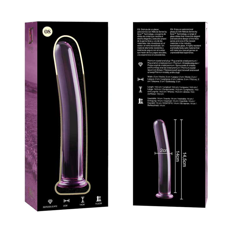 Gode anal en verre borosilicate rose 14,5 cm — NEBULA SERIES BY IBIZA