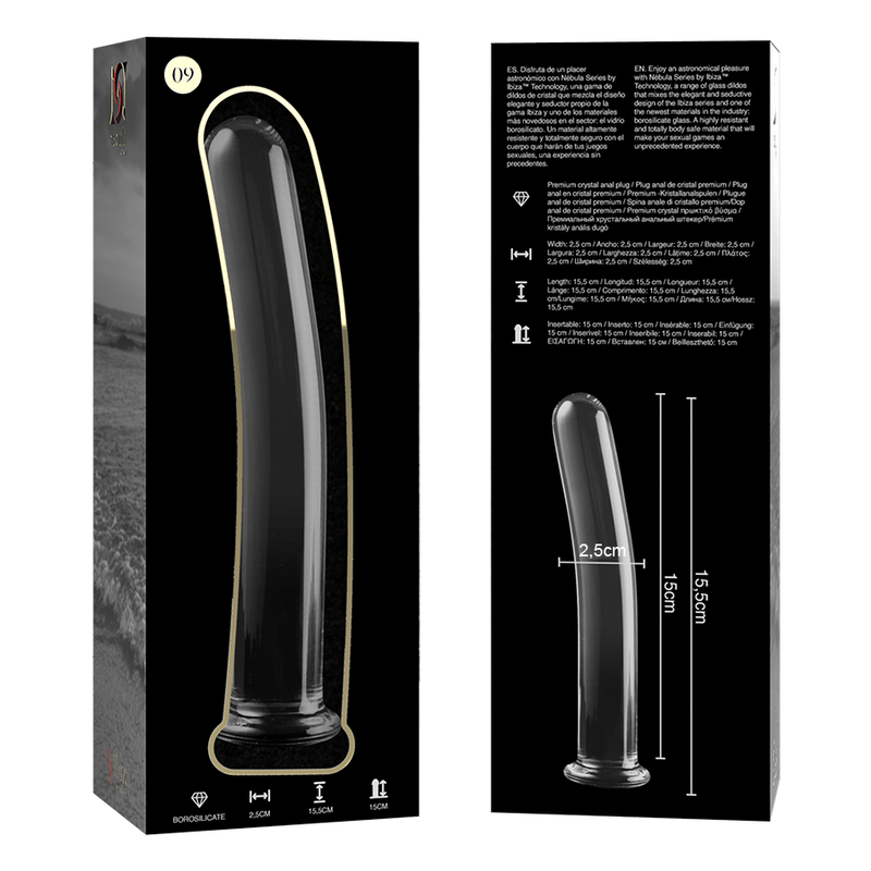 Gode en verre borosilicate clair 15,5 cm — NEBULA SERIES BY IBIZA