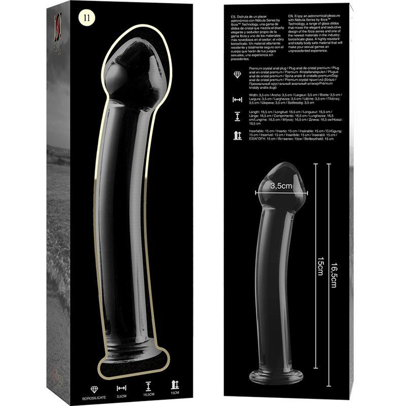 Gode en verre borosilicate clair 16 cm — Nebula Series by Ibiza