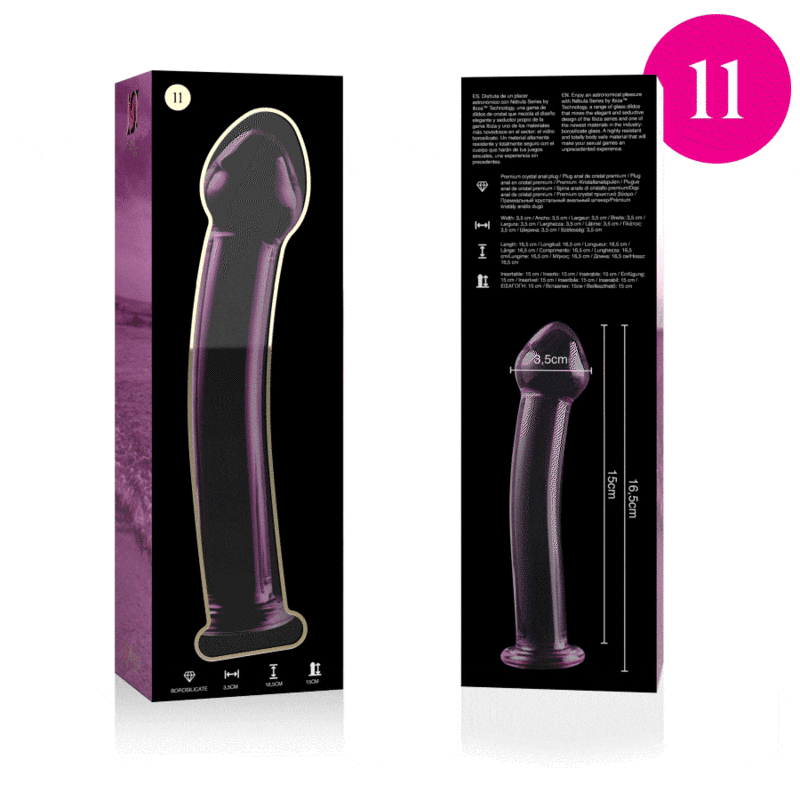 Gode en verre borosilicate design élégant rose 16 cm — NEBULA SERIES BY IBIZA
