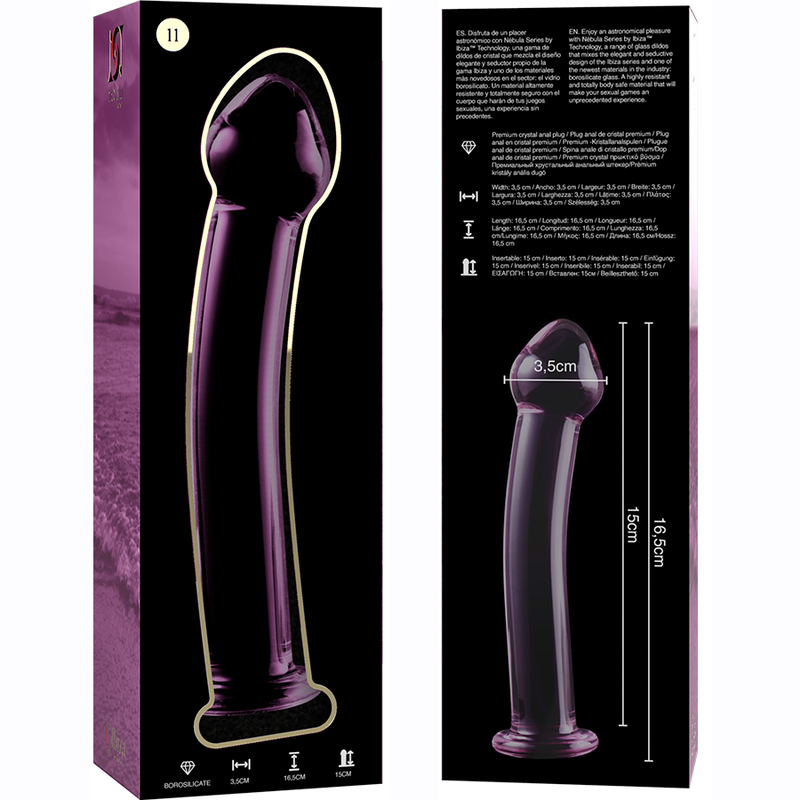 Gode en verre borosilicate design élégant rose 16 cm — NEBULA SERIES BY IBIZA