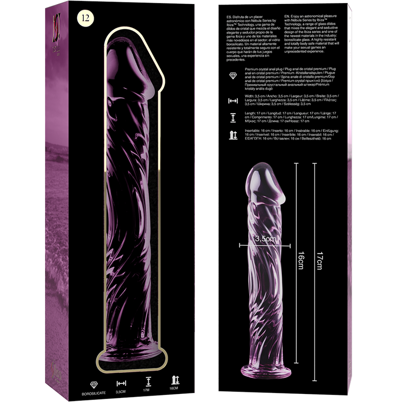 Gode en verre borosilicate rose 17 cm — NEBULA SERIES BY IBIZA