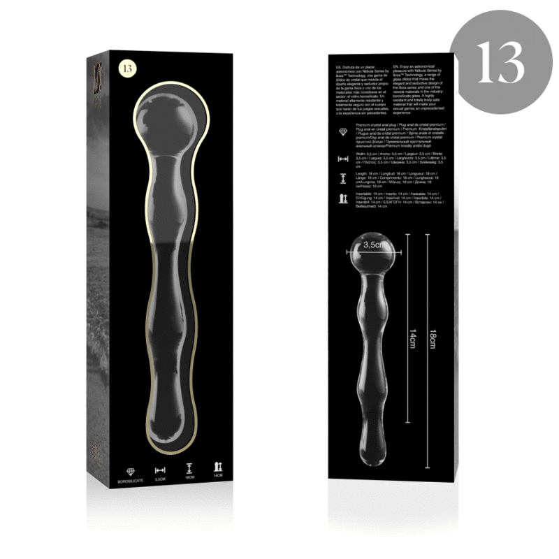 Gode en verre borosilicate transparent 18 cm — NEBULA SERIES BY IBIZA