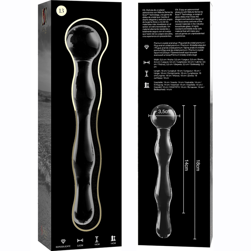 Gode en verre borosilicate transparent 18 cm — NEBULA SERIES BY IBIZA