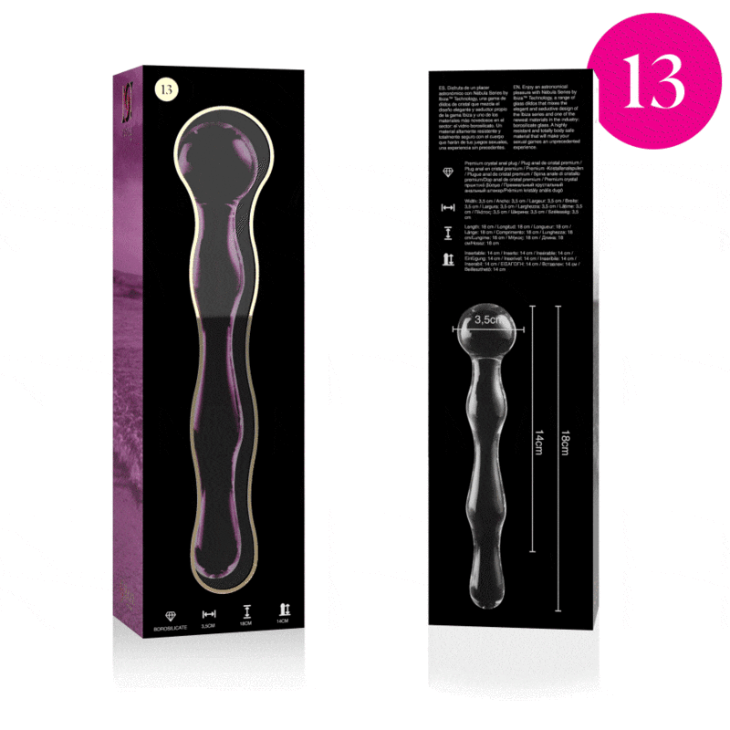 Plug anal en verre borosilicate rose 18 cm — NEBULA SERIES BY IBIZA
