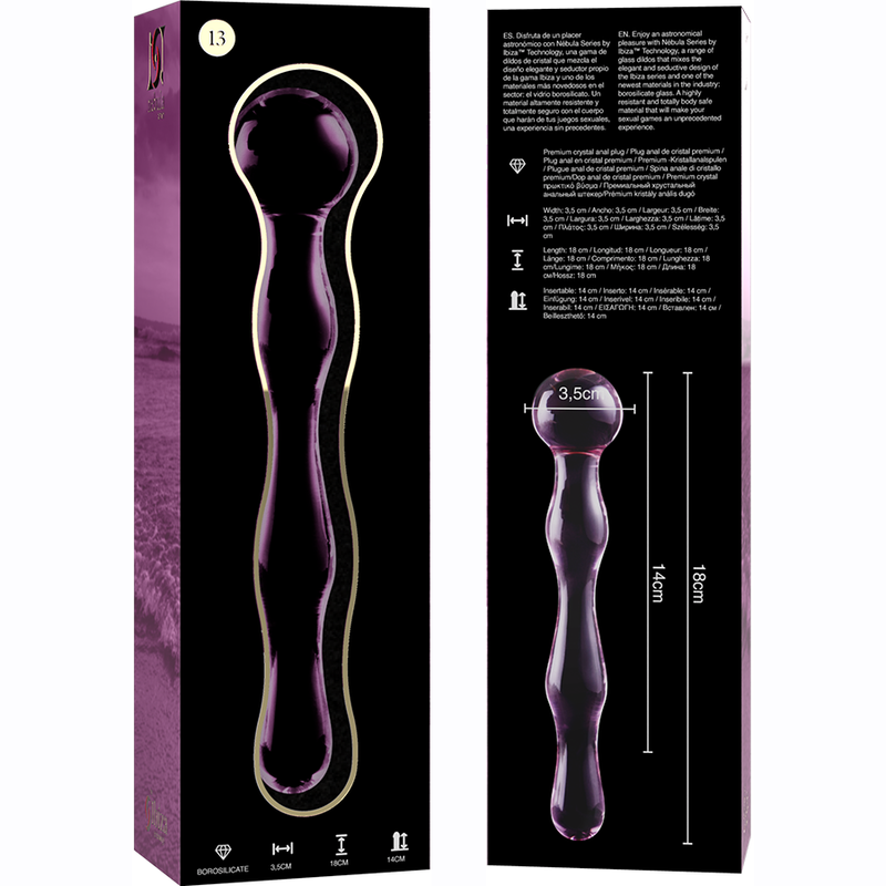 Plug anal en verre borosilicate rose 18 cm — NEBULA SERIES BY IBIZA