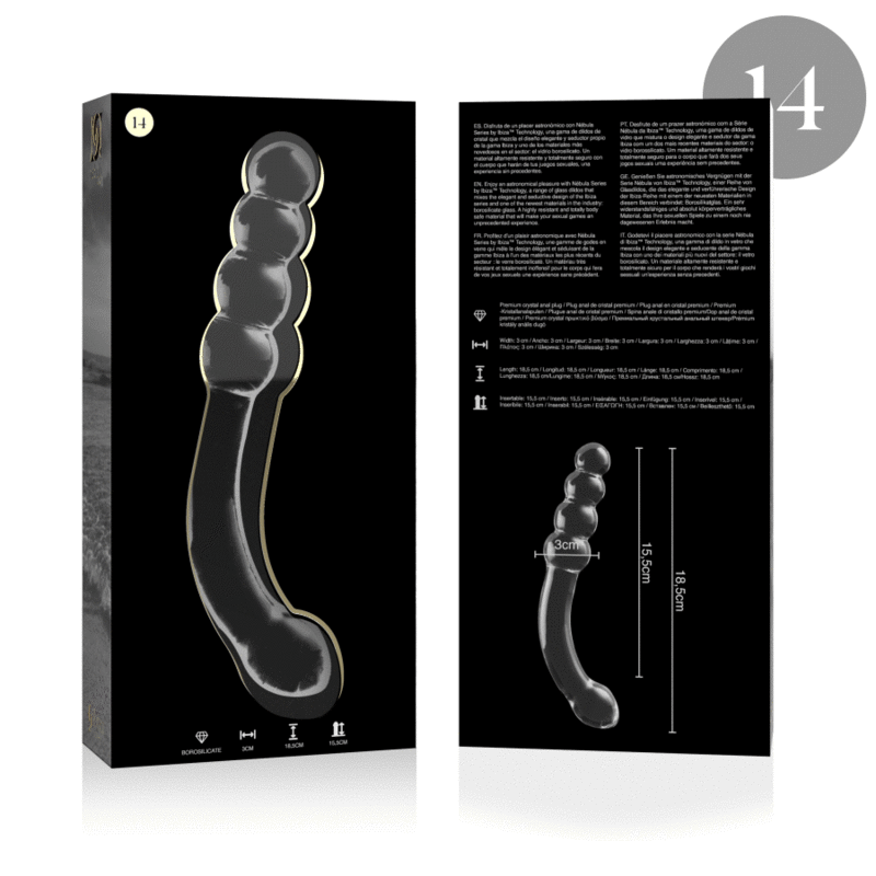 Plug anal en verre borosilicate clair 18,5 cm — NEBULA SERIES BY IBIZA