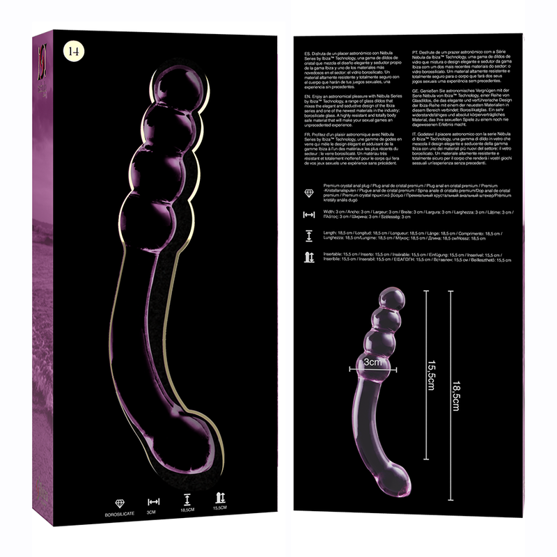 Gode en verre borosilicate rose 18.5 cm — NEBULA SERIES BY IBIZA