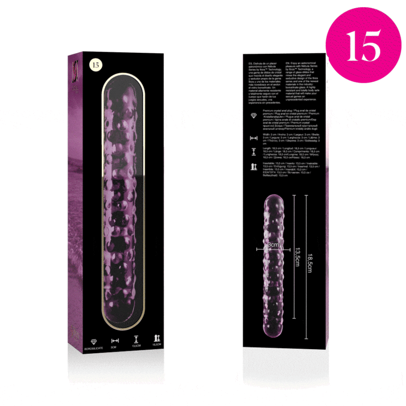 Gode en verre borosilicate rose 18.5 cm — NEBULA SERIES BY IBIZA