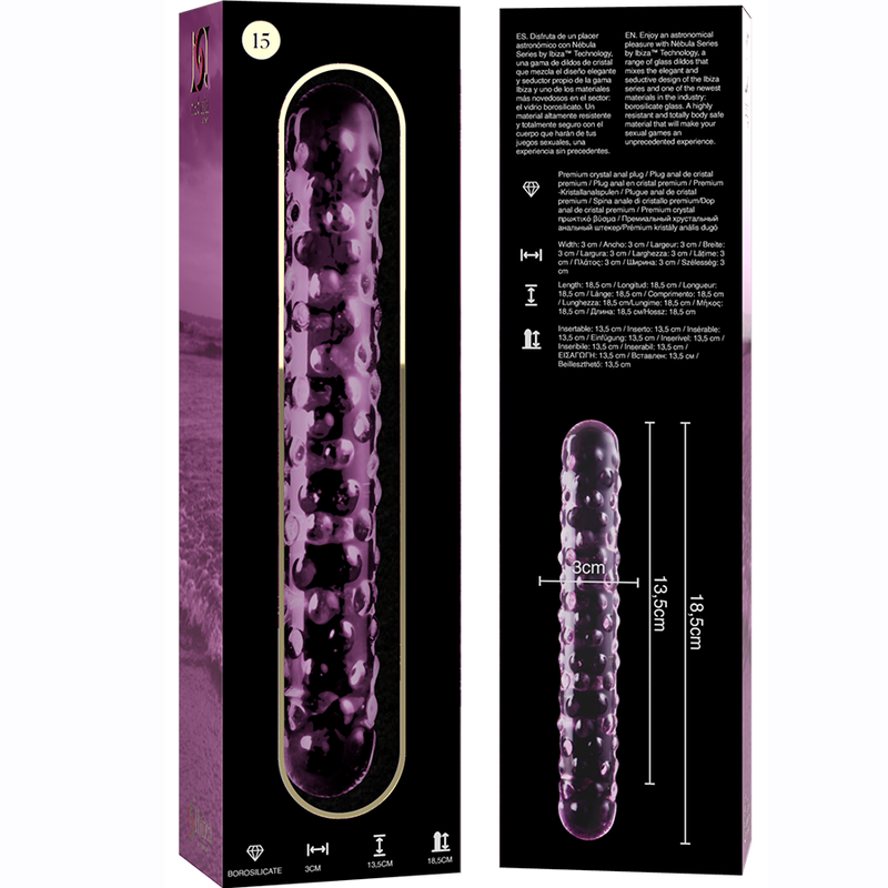 Gode en verre borosilicate rose 18.5 cm — NEBULA SERIES BY IBIZA