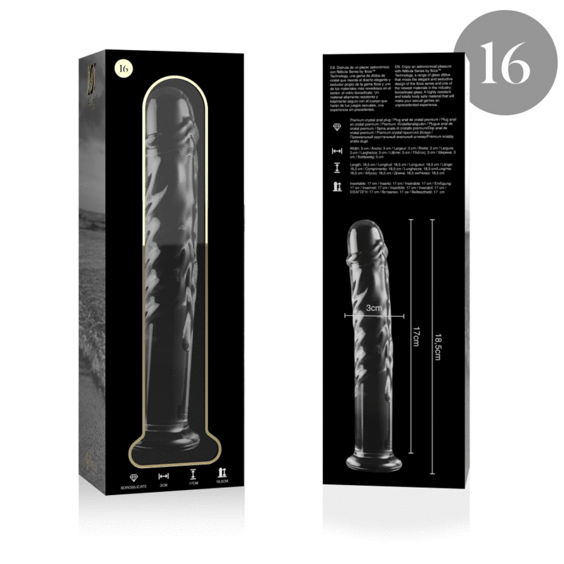 Plug anal en verre borosilicate clair 18.5 cm – NEBULA SERIES BY IBIZA