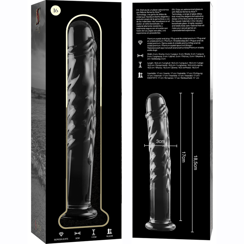 Plug anal en verre borosilicate clair 18.5 cm – NEBULA SERIES BY IBIZA