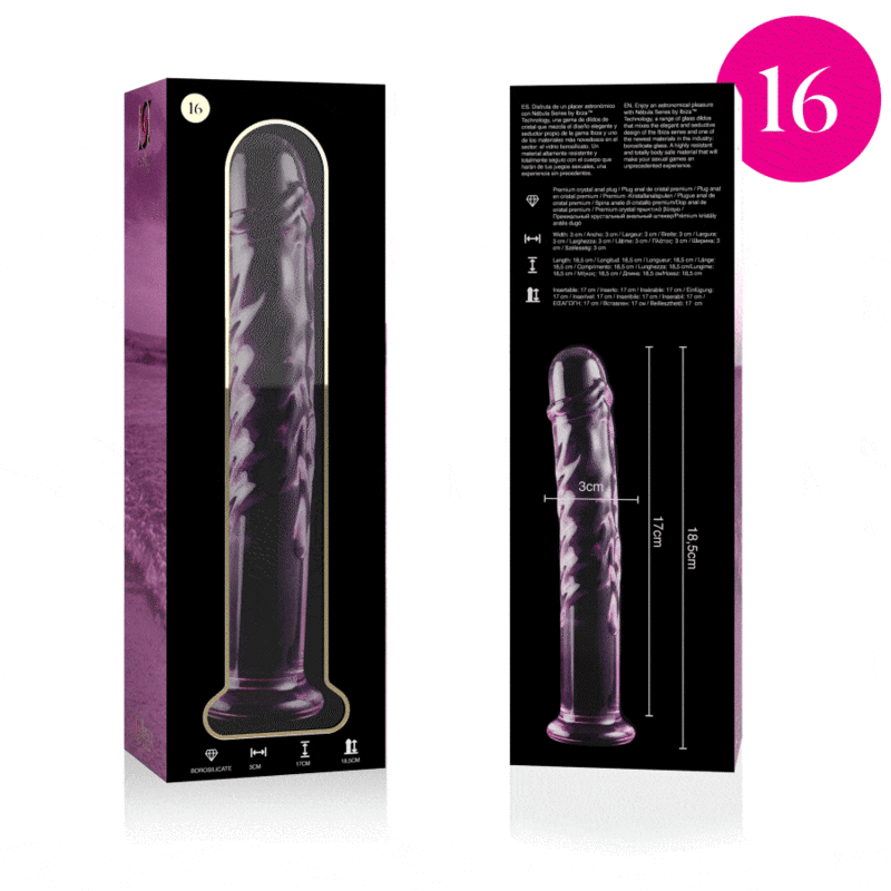 Gode en verre borosilicate rose 18,5 cm — NEBULA SERIES BY IBIZA