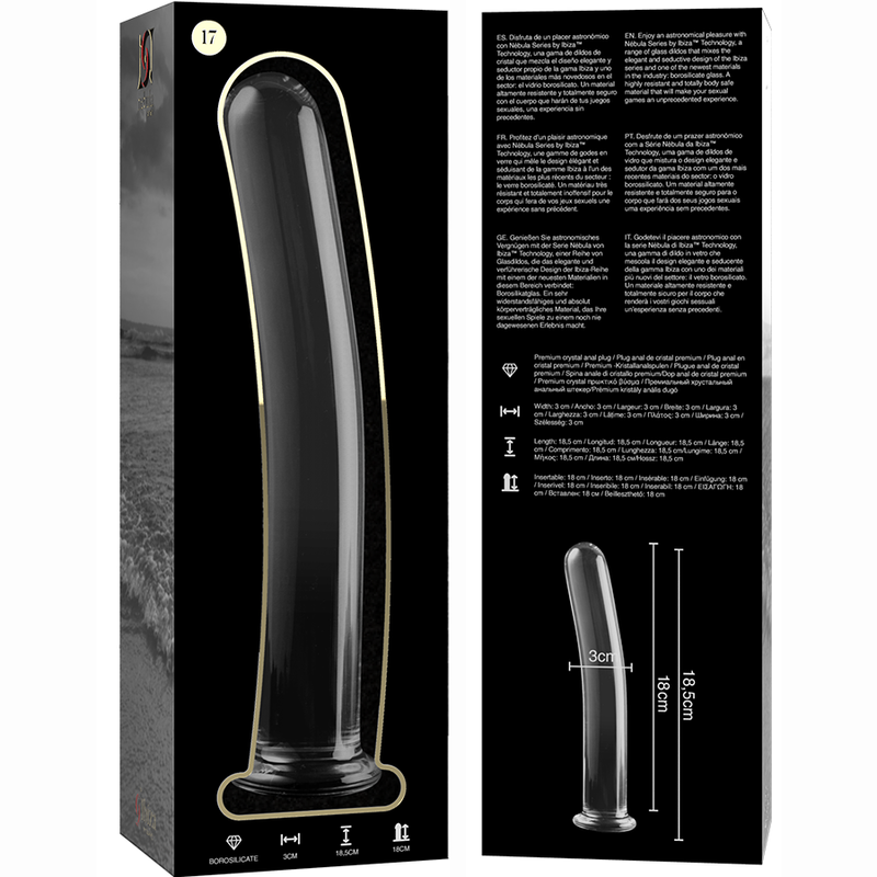 Gode en verre borosilicate clair 18,5 cm — NEBULA SERIES BY IBIZA