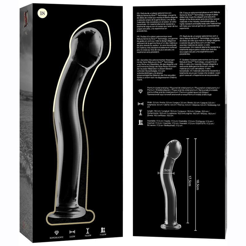 Dildo en verre borosilicate clair 18.5 cm — NEBULA SERIES BY IBIZA