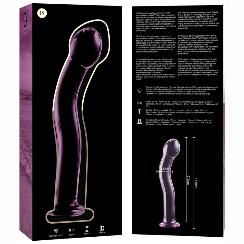 Gode en verre borosilicate rose 18,5 cm — NEBULA SERIES BY IBIZA