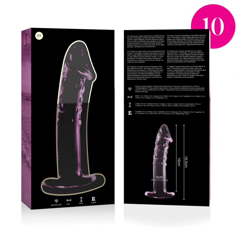 Gode en verre borosilicate rose 18,5 cm — NEBULA SERIES BY IBIZA