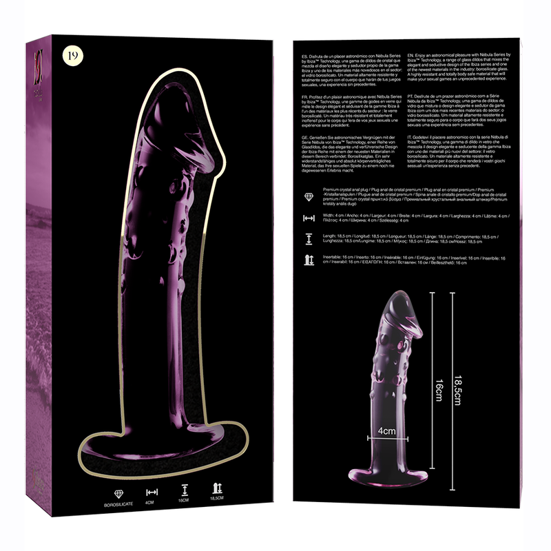 Gode en verre borosilicate rose 18,5 cm — NEBULA SERIES BY IBIZA