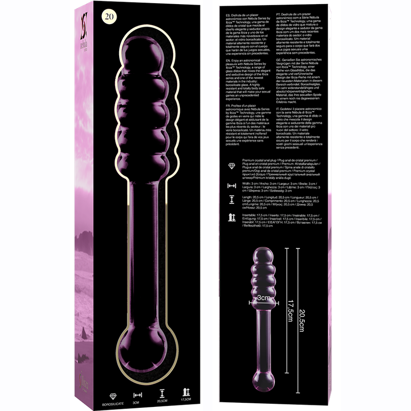 Rosa Borosilikat-Glas-Dildo 20,5 cm — NEBULA SERIES BY IBIZA