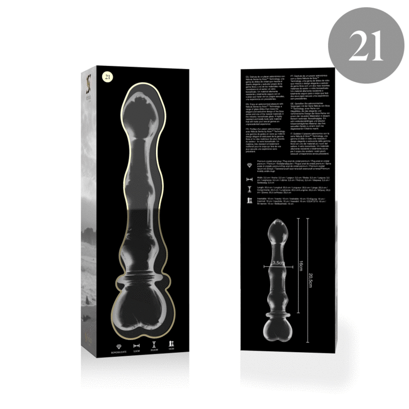 Gode en verre borosilicate clair 20,5 cm, diamètre 3,5 cm — NEBULA SERIES BY IBIZA