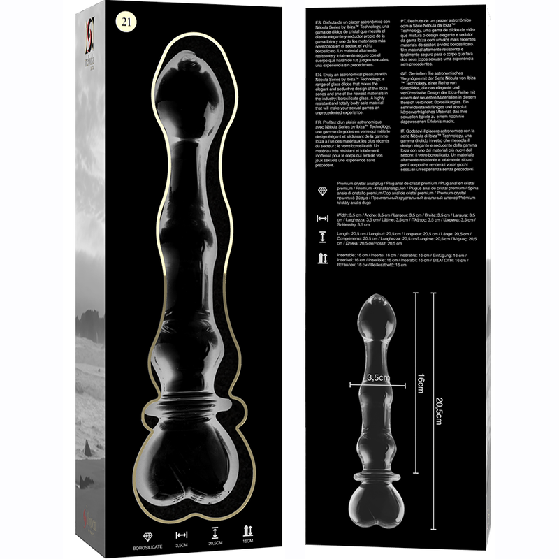 Gode en verre borosilicate clair 20,5 cm, diamètre 3,5 cm — NEBULA SERIES BY IBIZA
