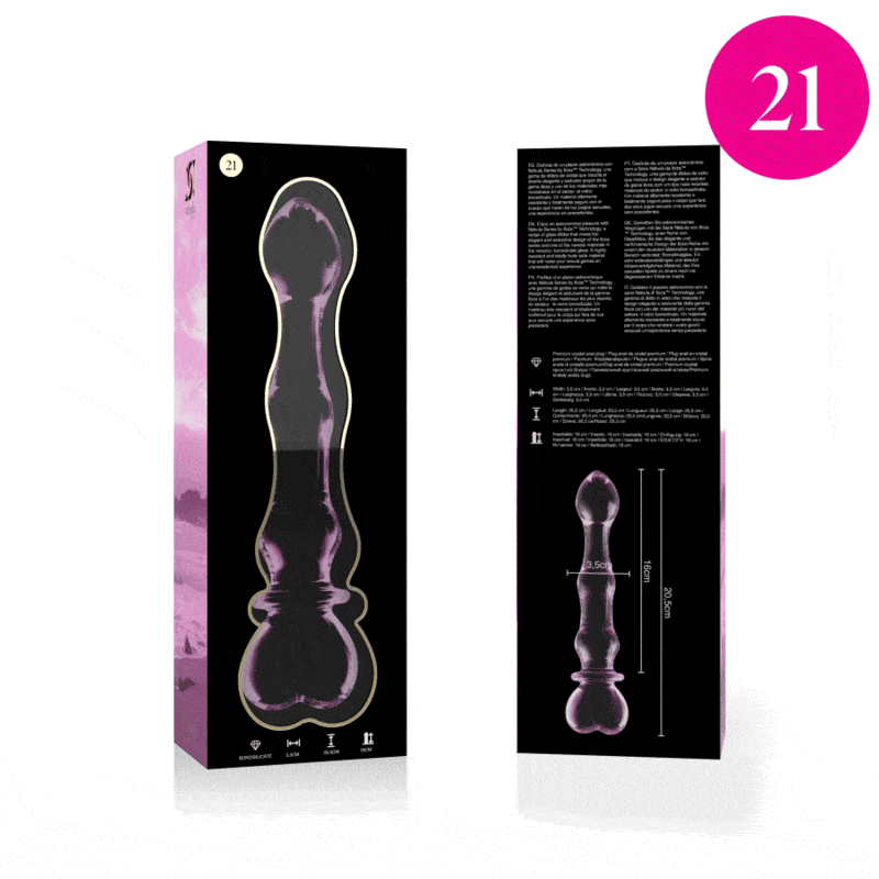 Dildo in vetro borosilicato rosa 20.5 cm — SERIE NEBULA BY IBIZA