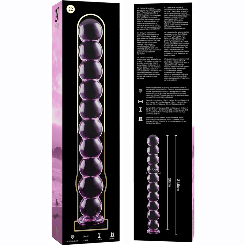 Gode en verre borosilicate rose 21,5 cm — NEBULA SERIES BY IBIZA