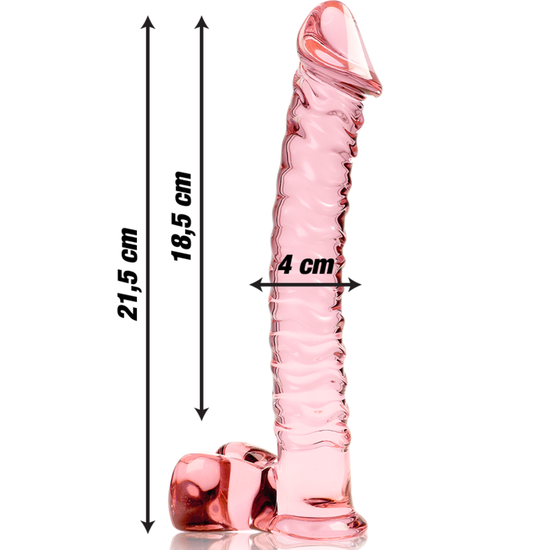Dildo en verre borosilicate rose 21.5 cm — NEBULA SERIES BY IBIZA