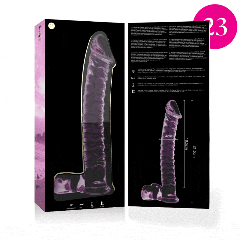 Dildo en verre borosilicate rose 21.5 cm — NEBULA SERIES BY IBIZA