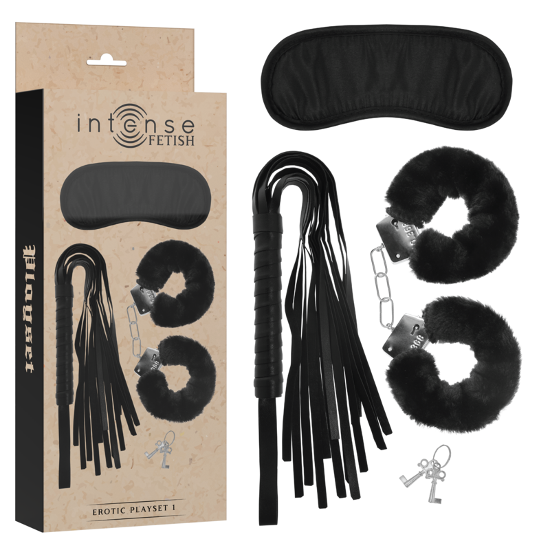Ensemble érotique avec menottes, masque et fouet — INTENSE FETISH