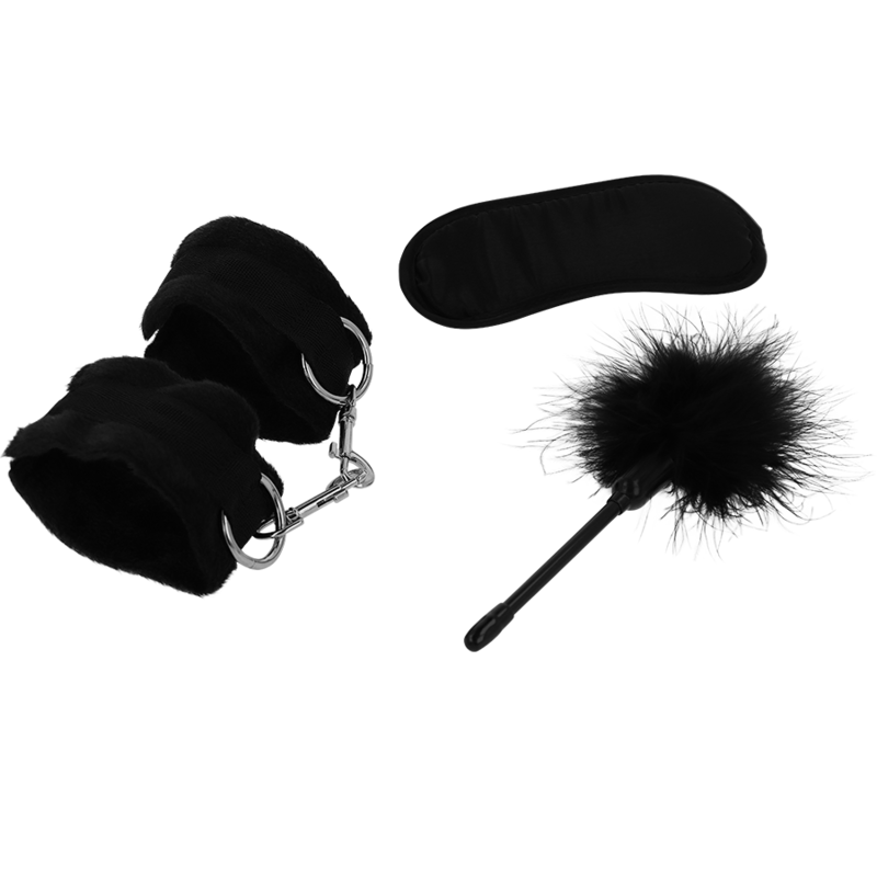 Coffret érotique fetish avec menottes, masque et tickler — INTENSE FETISH