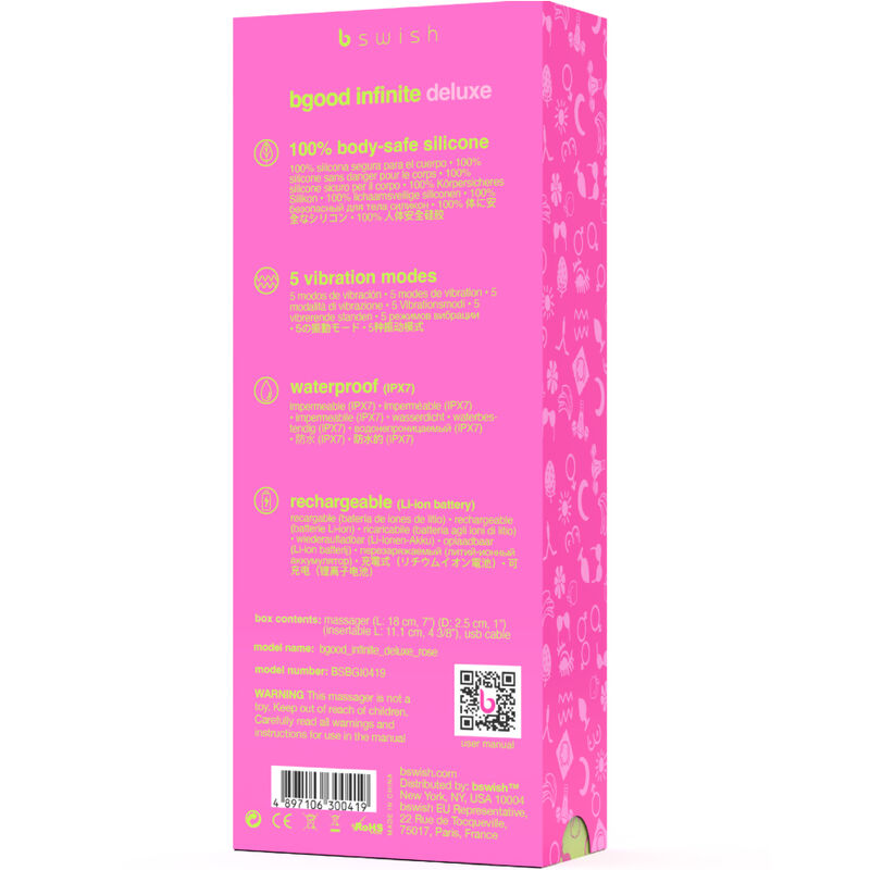 Vibrateur rechargeable Bgood Infinite Deluxe en silicone rose — B SWISH
