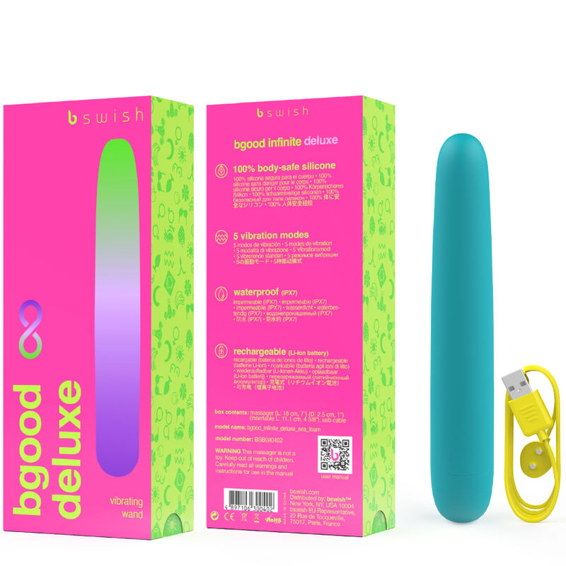 Vibrateur Bgood Infinite Deluxe en silicone bleu satiné — B SWISH