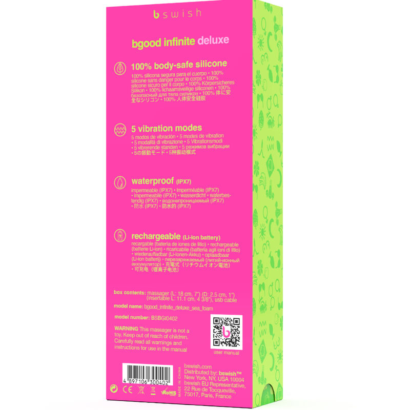 Vibrateur Bgood Infinite Deluxe en silicone bleu satiné — B SWISH