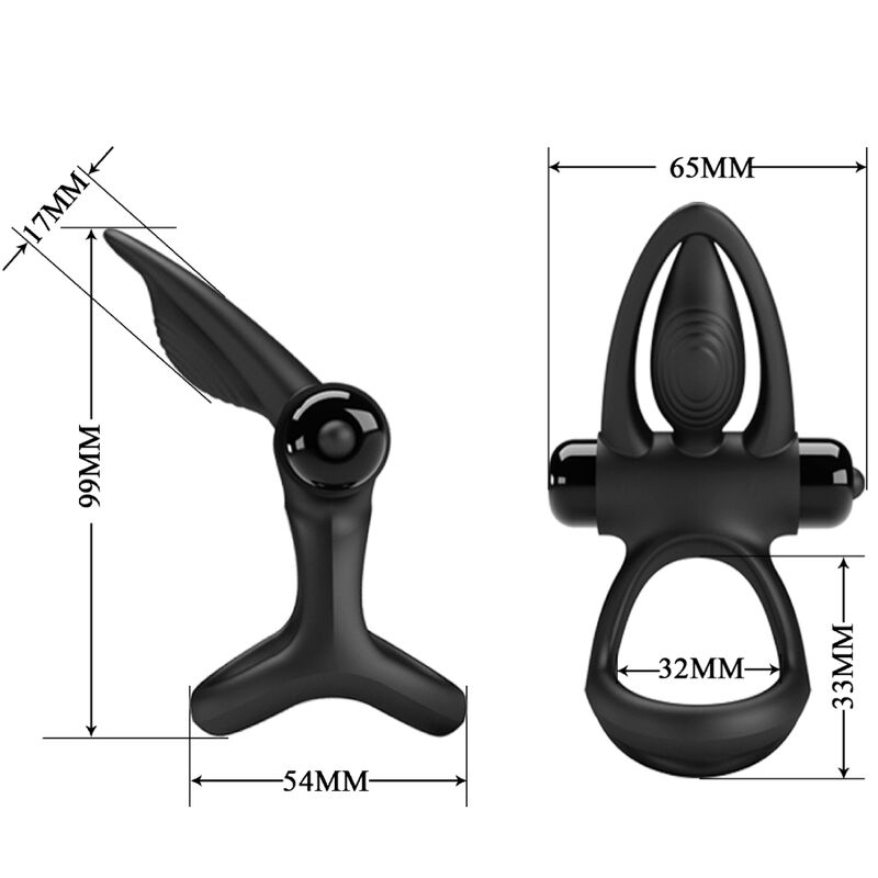 Anneau vibrant couple 10 vibrations silicone noir — PRETTY LOVE MALE