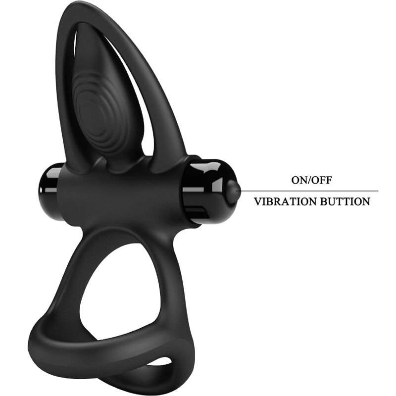 Anneau vibrant couple 10 vibrations silicone noir — PRETTY LOVE MALE